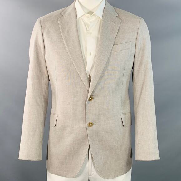 ARMANI COLLEZIONI Size 44 Regular Grey Beige Woven Notch Lapel Sport Coat